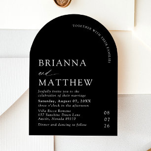 Arch Modern Black & White Minimalistisch Wedding Einladung