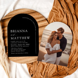 Arch Modern Black & White Minimalistisch Wedding Einladung