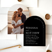 Arch Modern Black & White Minimalistisch Wedding Einladung