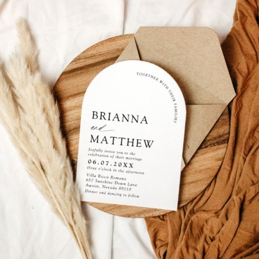 Arch Modern Black & White Minimalistisch Wedding Einladung