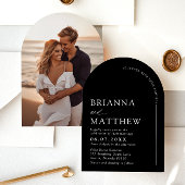Arch Modern Black & White Minimalistisch Wedding Einladung