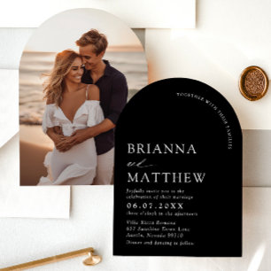 Arch Modern Black & White Minimalistisch Wedding Einladung