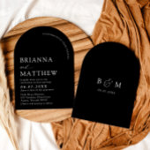 Arch Modern Black & White Minimalistisch Wedding Einladung