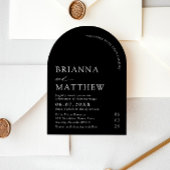Arch Modern Black & White Minimalistisch Wedding Einladung