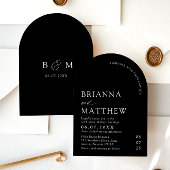Arch Modern Black & White Minimalistisch Wedding Einladung