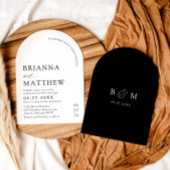 Arch Modern Black & White Minimalistisch Wedding Einladung