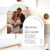 Arch Modern Black & White Minimalistisch Wedding Einladung