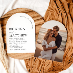 Arch Modern Black & White Minimalistisch Wedding Einladung