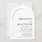 Arch Modern Black & White Minimalistisch Wedding Einladung (Vorderseite)