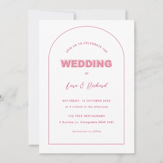 Arch Modern Bold Type Text Wedding Einladung (Vorderseite)