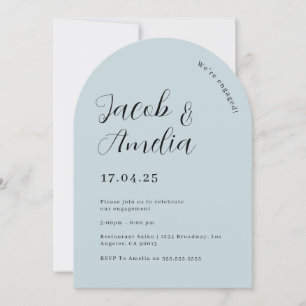 Arch Modern Dusty Blue Engagement Party Einladung