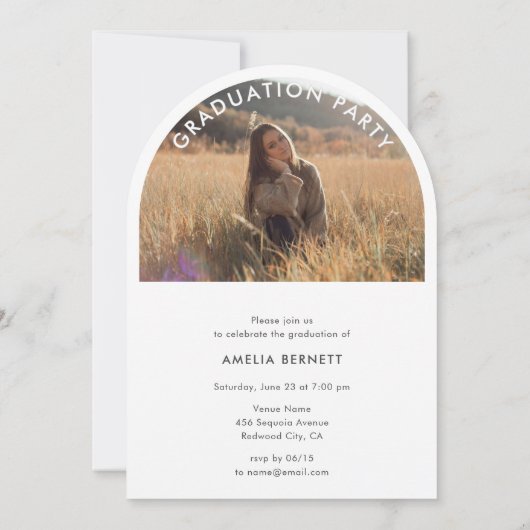 Arch Modern Foto Graduation Party Einladung (Rückseite)