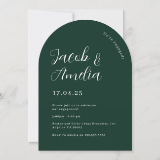 Arch Modern Green Emerald Engagement Party Einladung