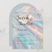 Arch Modern Holographic Engagement Party Einladung (Vorne/Hinten)