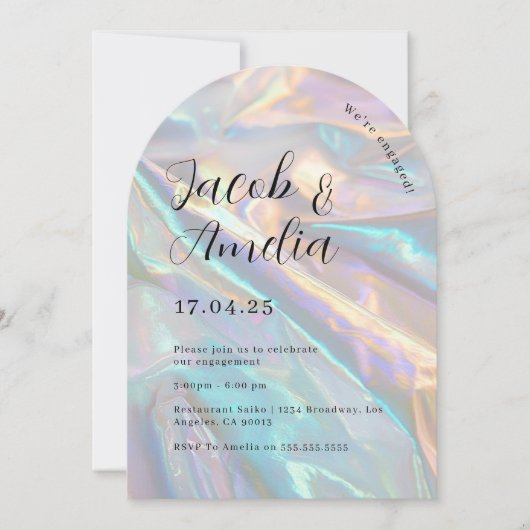 Arch Modern Holographic Engagement Party Einladung (Vorderseite)