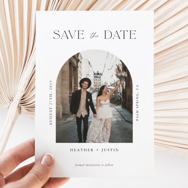 Arch Modern Minimalistisch Wedding Foto Save the D Save The Date