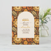 Arch Modern Retro 70er Floral Brautparty Einladung (Stehend Vorderseite)