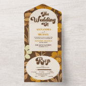Arch Modern Retro 70s Floral Wedding All In One Einladung (Innen Boden)
