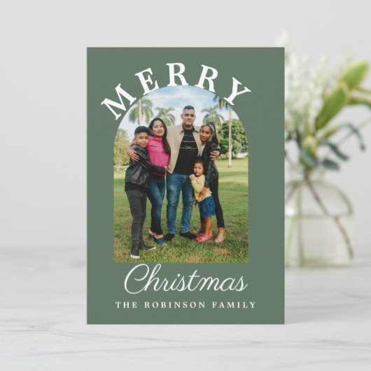 Arch Modern Script Foto Weihnachten (Stehend Vorderseite)