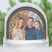 Arch Navy Blue Faux Gold Christmas Family Photo  Schneekugeln