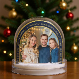 Arch Navy Blue Faux Gold Christmas Family Photo  Schneekugeln