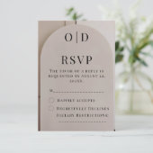 Arch Neutral Luxe Hochzeit RSVP Karte (Stehend Vorderseite)
