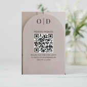 Arch Neutral Luxe Wedding QR Code Begleitkarte (Stehend Vorderseite)