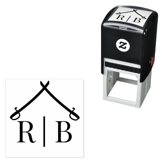 Arch of Sabers Military Wedding 2 Initial Monogram Permastempel (Beispiel)