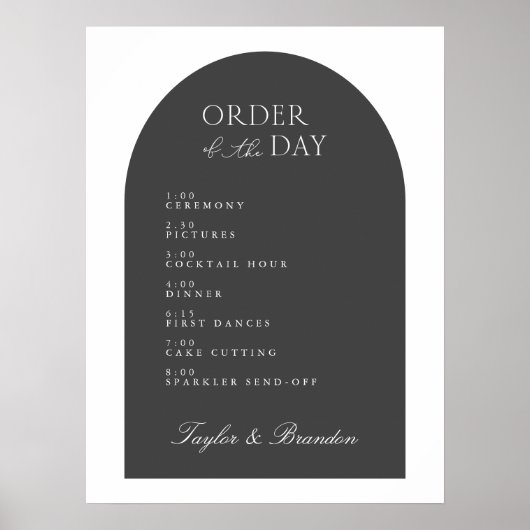 Arch Order of Day Wedding Event Time Welcome Sign Poster (Vorne)