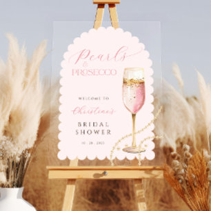 Arch Perlen und Prosecco Pink Brautparty  Acrylschild