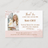 Arch Photo Floral Cupcake Thank You Promo Bakery Rabattkarte (Vorderseite)