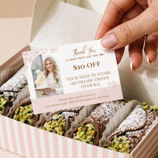 Arch Photo Floral Cupcake Thank You Promo Bakery Rabattkarte