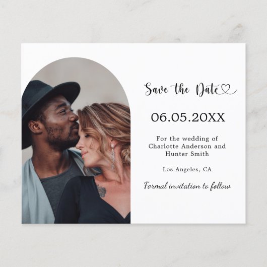 Arch photo modern wedding Save the Date card (Vorderseite)