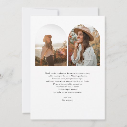 Arch Photo Script with Heart Graduation Dankeskarte (Rückseite)