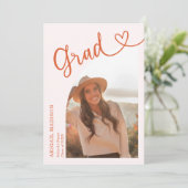 Arch Photo Script with Heart Graduation Party  Einladung (Stehend Vorderseite)