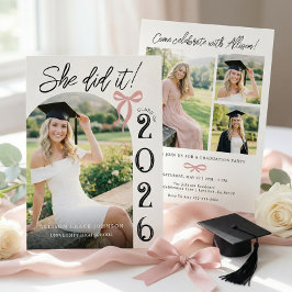 Arch Pink Bow Photo Graduation Party Invitation Einladung