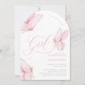 Arch Pink Butterflies Girl Baby Dusche Einladung (Vorderseite)