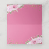 Arch Pink Floral Gold Glitzer Taufe Platzkarte (Innenseite Aufgefaltet)
