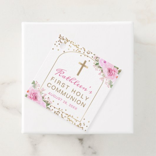 Arch Pink Gold Floral 1. Heilige Kommune Vielen Da Geschenkanhänger (Beispiel)