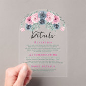 Arch Pink und Blue Blooms Hochzeitdetails Acryleinladungen (Insitu (Handheld))