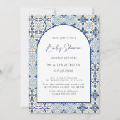 Arch Positano Mediterranean Blue Baby Dusche Einladung (Vorderseite)