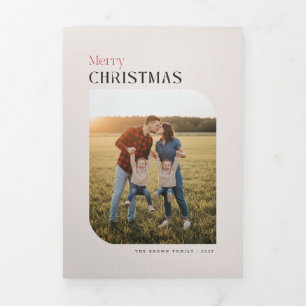 Arch Rahmen Familie Mehrfach Foto Frohe Weihnachte Dreifach Gefaltete Einladung