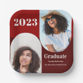 Arch Red Burgundy Zwei-Foto-Abschluss Pappteller (Vorderseite)