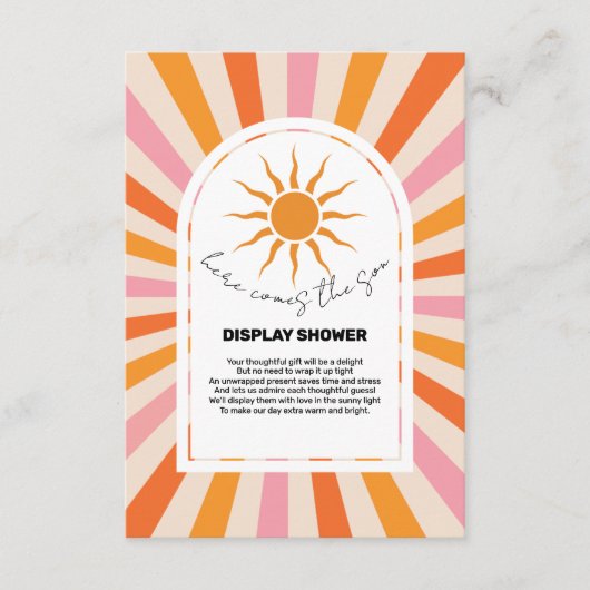 Arch Retro hier kommt die Son Baby Dusche Begleitkarte (Vorderseite)