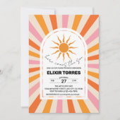 Arch Retro hier kommt die Son Baby Dusche Einladung (Vorderseite)