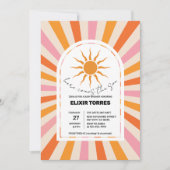 Arch Retro hier kommt die Son Baby Dusche Einladung (Vorderseite)