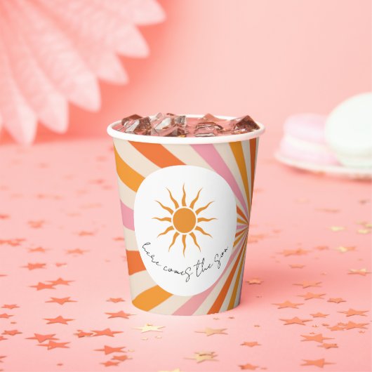 Arch Retro hier kommt die Son Baby Dusche Pappbecher (Insitu)