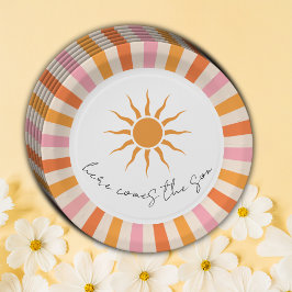 Arch Retro hier kommt die Son Baby Dusche Pappteller