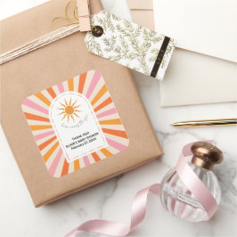 Arch Retro hier kommt die Son Baby Dusche Quadratischer Aufkleber