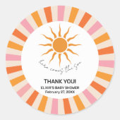 Arch Retro hier kommt die Son Baby Dusche Runder Aufkleber (Vorderseite)